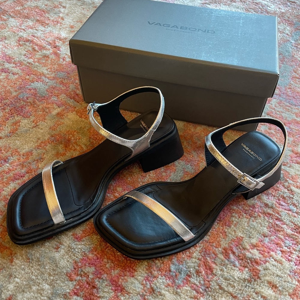 Vagabond Ines heeled sandals, silver, size 39 (US 9)